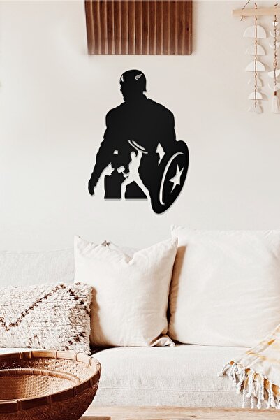 AHWALL Tablou decorativ din lemn cu tematică Captain America