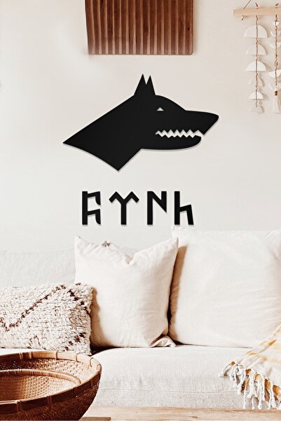 AHWALL Tablou decorativ din lemn cu tematică lup și turcă