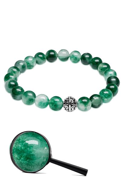Tesbih Atölyesi Certified Real Fluorite Stone Bracelet - With Silver Device