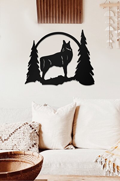 AHWALL WOODWORKING Tablou decorativ din lemn cu tematică lup și copac