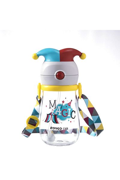 Rovco Children's Neck Strap 350 Ml Magician Tritan Water Bottle with Straw -smart Straw Bulk