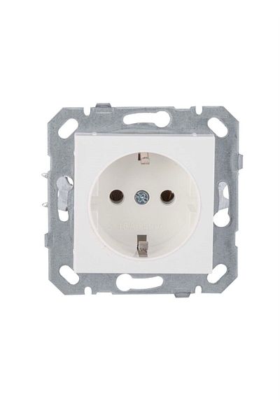 Netelsan - White Grounded Socket & White Satellite Socket - Matte Silver Double Frame Combination