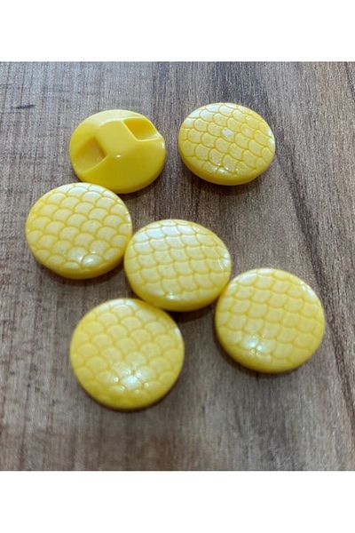 Öztürk Yellow Honeycomb Pattern Polyester Baby Button - 1.5cm, Pack of 6