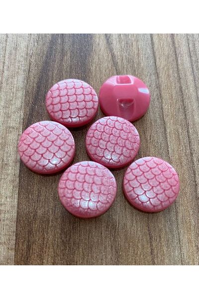 Öztürk Fuchsia Polyester Honeycomb Patterned Baby Button - 1.5cm, Pack of 6