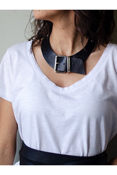 FİLİZ ENGİN Toka Detaylı Hakiki Deri Kolye