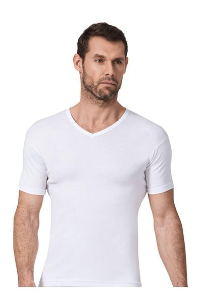 Namaldı Men's Ribbed V-Neck Half Sleeve Undershirt 3 Pack - 131