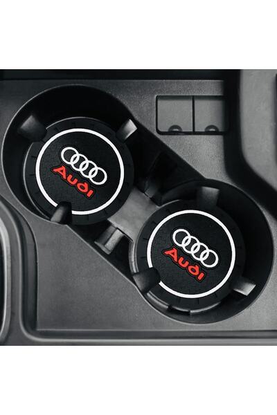 RoseTR مجموعة قواعد الأكواب المصنوعة من السيليكون من أودي مكونة من قطعتين من ملحقات قاعدة السيارة مع شعار أودي