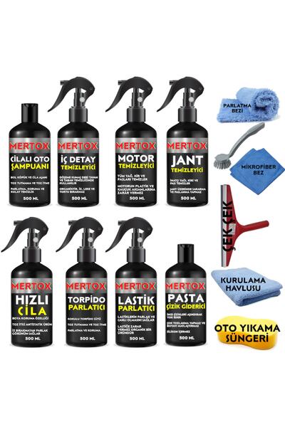 MERTOX Oto Araç Araba Bakım Temizlik Seti Ürünleri 8x500ml (lastik Motor Torp...