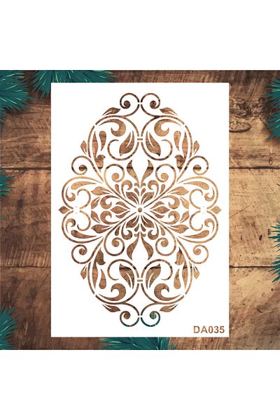 STENCİLTASARIM Stencil Design Da035 Damask Painting Template - Decorative Wall And Item Painting Templates 21x30 Cm