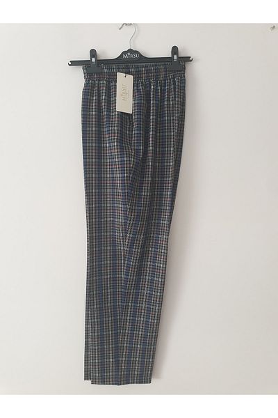 GGMM Women's Elastic Waist Trousers Plaid