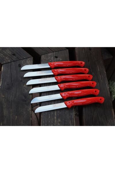 Solingen Orjinal Meyve Sebze Bıçağı Sapı Delikli Simli 6 Adet Tırtıklı