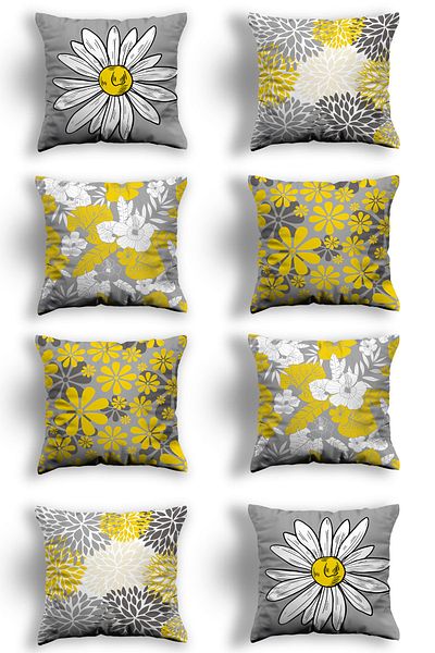 Skhome Husă de pernă decorativă, imprimată pe două fețe, cu design special, 8 piese (8LİKOM09)