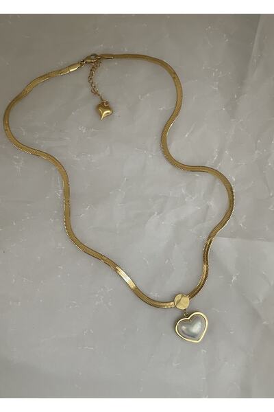 KİLİGİSTANBUL سلسلة إيطالية من الفولاذ مقاس 40 5 سم، قلادة على شكل قلب بيرليس...