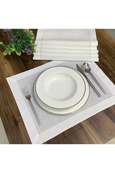 OYA home مجموعة تقديم أمريكية مخيطة باللون الفضي اللامع - 6 قطع