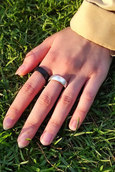 The Collection Ring Knight Adjustable Black-silver Ring Set