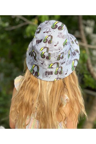 QUEEN AKSESUAR Unisex Fată Băiat Bucket Baguette Pălărie Gri Muzică Fun Căști...