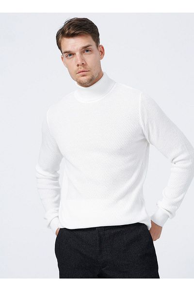 Fabrika Turtleneck Basic Ecru Men's Pullover - Benson-y