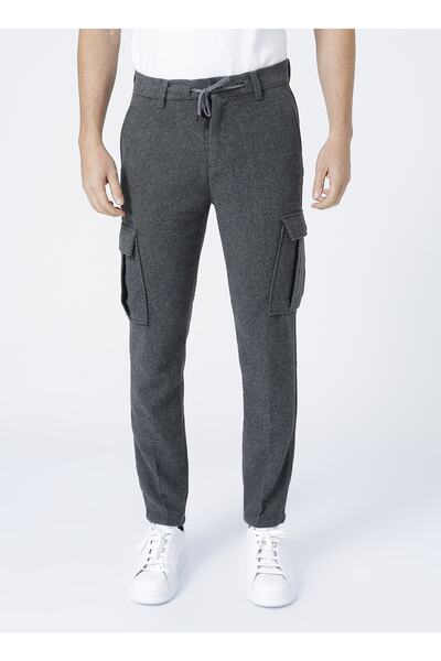 Fabrika Normal Bel Basic Antrasit Erkek Kargo Pantolon - Kaprı