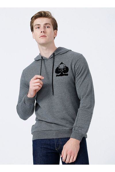 Black On Black Ανδρικό φούτερ με κουκούλα Standard Fit Anthracite Melange - E-canda