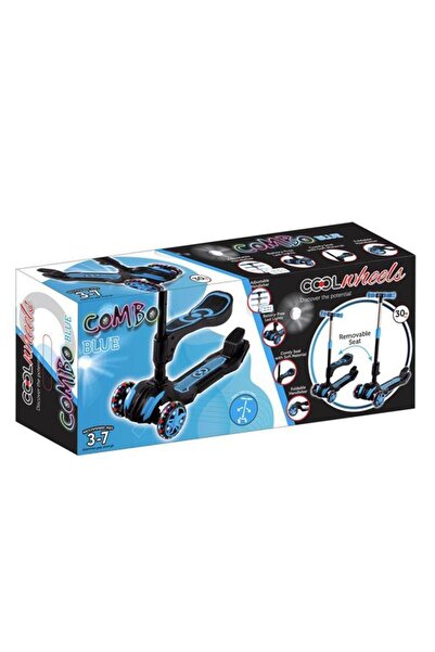 Furkan Toys Süper Sağlam Cool Wheels Led Işıklı Oturaklı Mavi Renk Combo Scooter