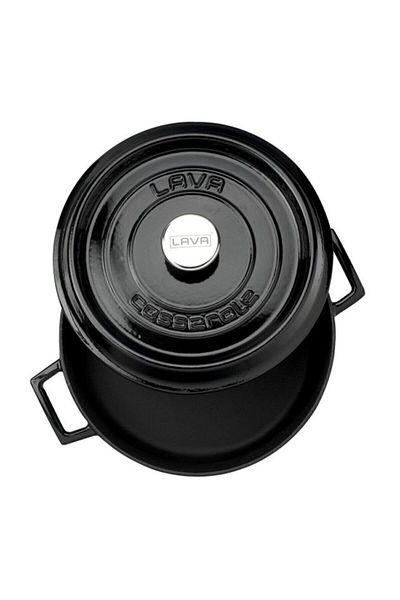 Lava 24cm Round 28cm Shallow 2-Piece Cast Iron Pot Set Black