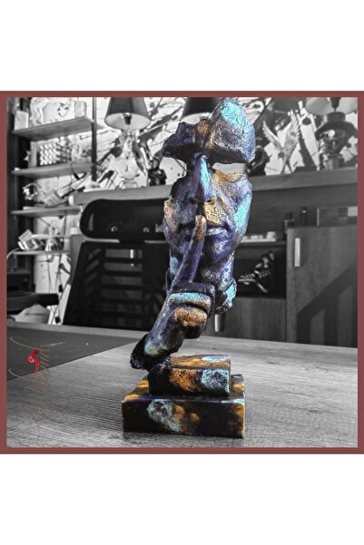 MÜKEMEL Benzersiz Soyut Bronz ve Mavi Patina "Sessizlik" Heykeli – Sanat Deko...