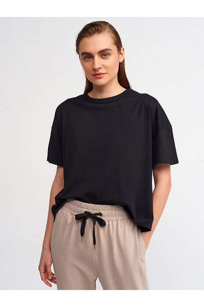 Dilvin 30123 Oversize T-shirt-black