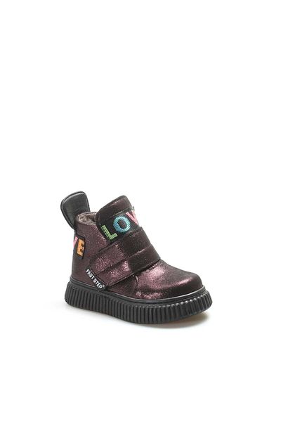 Ayakkabıhane Furry Inside and Genuine Leather Outside Unisex Claret Red Velcro Children's Sports Boots Ah0776911241140