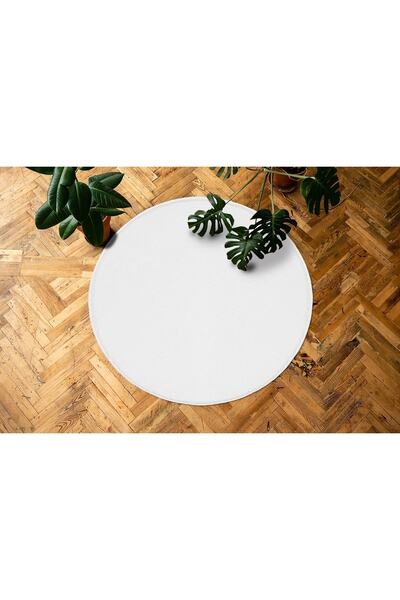 Minas Home White Puffy Plush Round Post Carpet - Mns