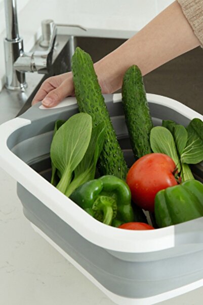 Buffer ® Foldable Chopping Board with Strainer and 2-Piece Fast and Safe Cutting Stainless Steel Apparatus