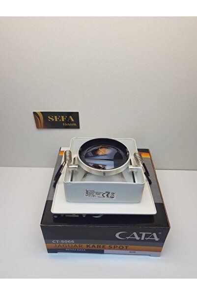 Cata Kare Spot Jaguar Beyaza / Platin Kasa Ampulsuz 1 Adet Sefa Elektrik