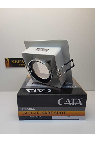 Cata Kare Spot Jaguar Beyaza / Platin Kasa Ampulsuz 1 Adet Sefa Elektrik