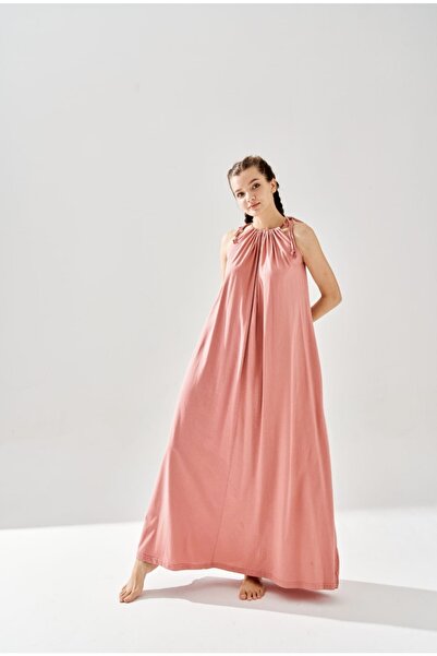 WEBBMODA Pembe Uzun Plaj Elbisesi