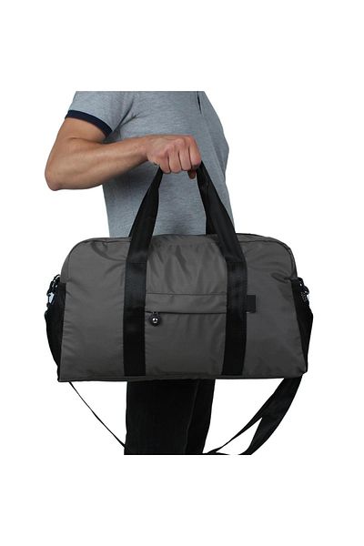 Bagacar 30x50x16 εκ. Γκρι ύφασμα αλεξίπτωτου Αθλητική και τσάντα ταξιδιού παραλίας