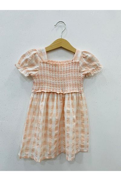 Çikoby Girl's Checked Powder Summer Dress