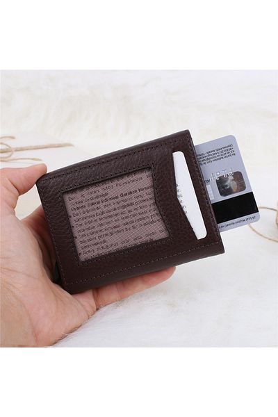 Legend Leather Мъжки кафяв портфейл/картодържател от естествена кожа с механизъм