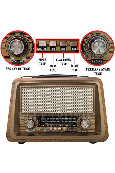 Calido Elektronik 810 Bluetooth Destekli Nostaljik Radyo Büyük Taşınabilir Mü...