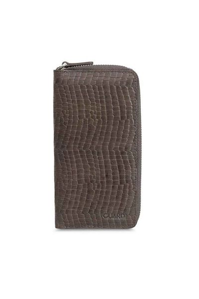 GUARD Texas Printed - Zippered Brown Genuine Leather Portfolio Wallet
