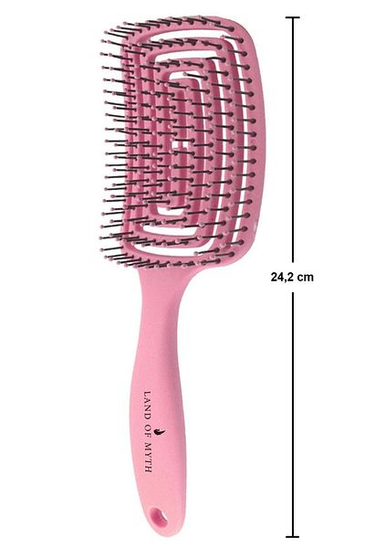 LAND OF MYTH Lom1272 Three-Dimensional Flexible Hair Lightening and Combing Brush, Flexible Pro Brush (pink)