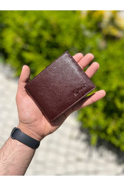 DERKON Classic Brown Men's Wallet with Coin Tank