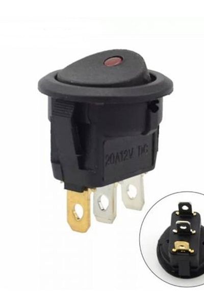 Maroces Round Point Illuminated Switch On-off 3p 12v 20a Red