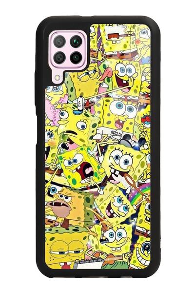 Spoyi Huawei P40 Lite Sünger Bob Tasarımlı Glossy Telefon Kılıfı