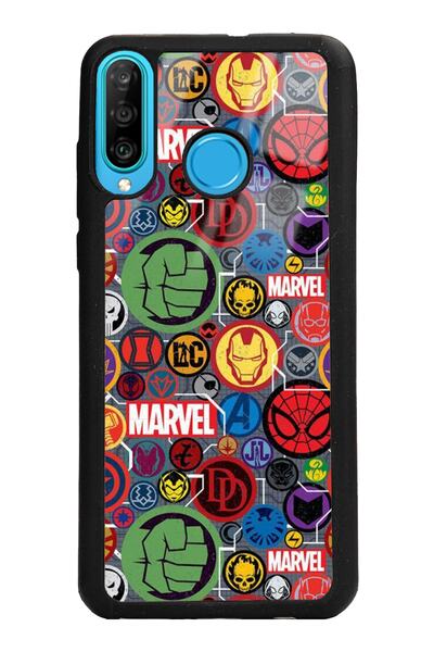 Spoyi Huawei P30 Lite Marvel Face Tasarımlı Glossy Telefon Kılıfı