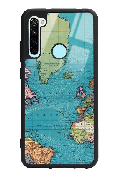 Spoyi Xiaomi Redmi Note 8 Glossy Phone Case with Atlantic Map Design