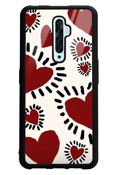 Spoyi Oppo Reno 2z Brush Heart Tasarımlı Glossy Telefon Kılıfı
