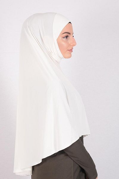 erasra class Takmatikk Practical Ready-made Large Scarf Hijap Hajj- Suitable for Umrah Prayer Stop Ecru