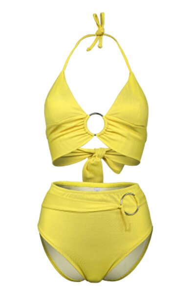 Transacoustic Κομψό σετ μπικίνι με κίτρινο αξεσουάρ δαχτυλιδιών, εξαιρετικά α...