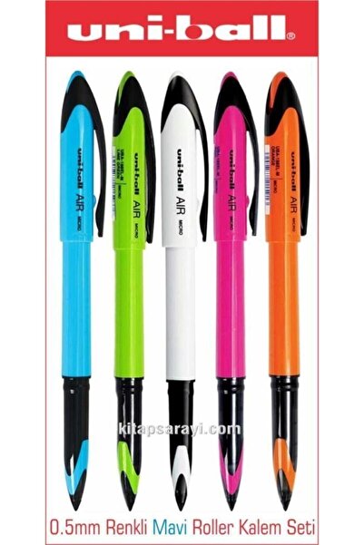 UNİ-BALL Uniball Air 0.5 Mm Renkli- Mavi Roller Kalem Seti Uba-188m 5 Adet