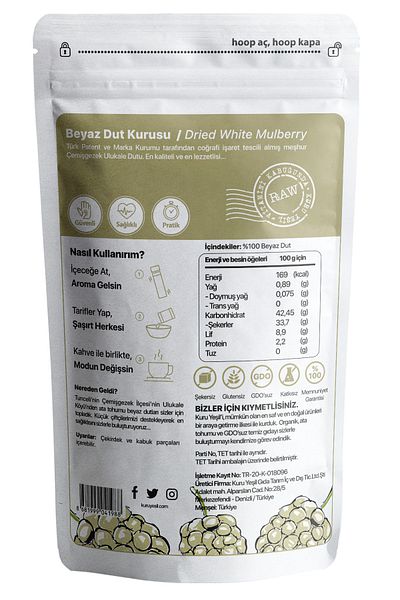 Kuru Yeşil White Mulberry Dried - White Mulberry - Black Mulberry Dried - Black Mulberry Dried Fruit - 300 Gr,