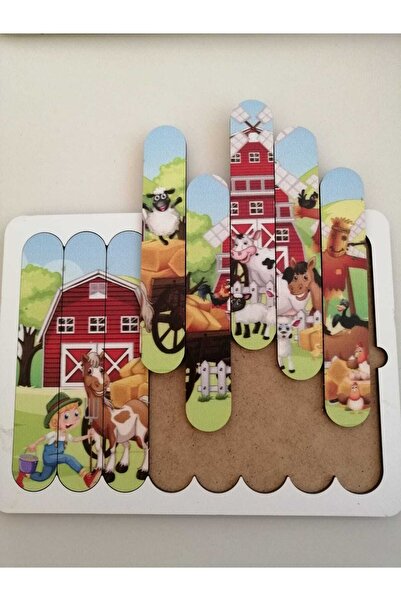 BEMİ Bemi Ahşap Renkli Çiftlik Hayvanları Eğtici Puzzle-yapboz Çocuk Ve Aile Oyunu